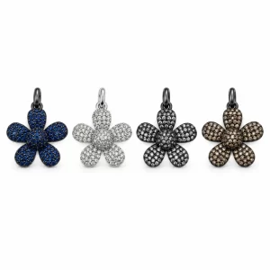 Pave Sunflower Pendant Charm, Rhinestone Flower Jewelry Connector, Floral Dangle Charm, Jewelry Making Supply, Flower Necklace Charm, CP461