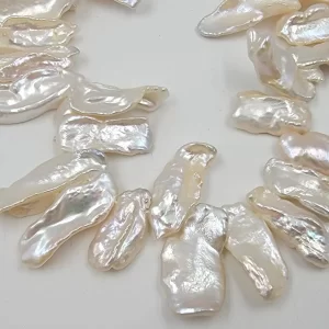 AAA Natural Freshwater Pearl Beads, 22x10x4mm, Long Chip Cut Beads, White Chip Cut Beads, Great Quality pearl Beads, FWP146