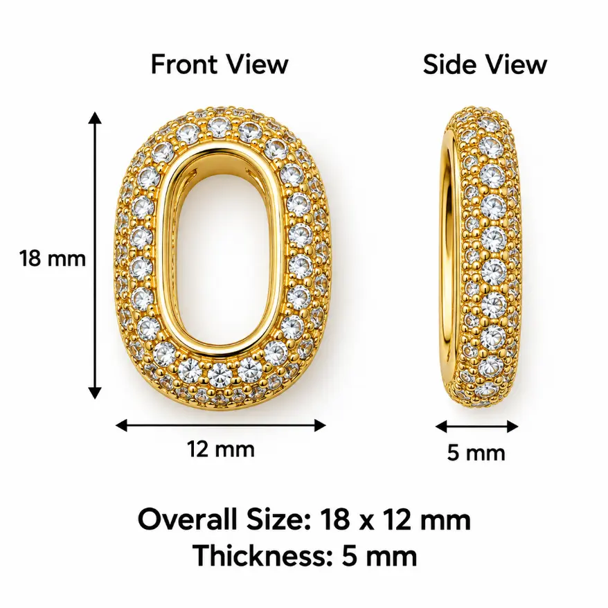 Gold Filled Pave Oval Link Connector, CZ Rhinestone Jewelry Link, Bracelet Necklace Connector, Jewelry Making Findings, Lot047 - Image 3