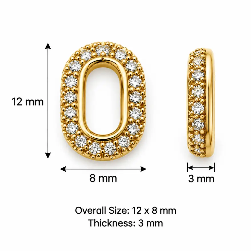 Gold Filled Pave Oval Link Connector, CZ Rhinestone Jewelry Link, Bracelet Necklace Connector, Jewelry Making Findings, Lot047 - Image 4