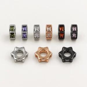 Star Spacer Beads, CZ Rhinestone Star Beads with Center Hole, Square Crystal Bead for DIY Bracelets and Necklaces, Jewelry Making, SP107