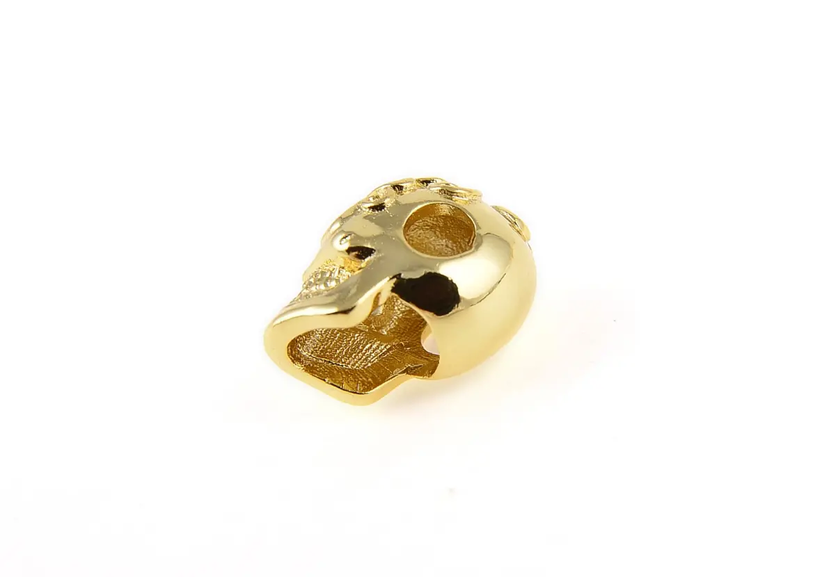 Skull Head Beads, Skeleton Charm, Golden Skull, CZ Micro Pave Skull Head Beads Spacer, DIY, Jewelry Making, 13x8mm, BD684 - Image 4