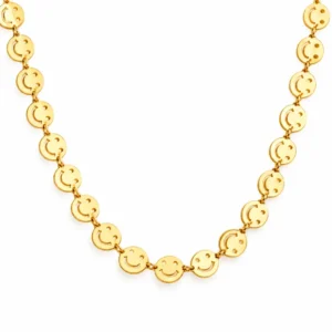 Gold Filled Smiley Face Chain by Foot, Happy Face Charm Link Chain, Cute Happy Face Jewelry Chain for Necklace Bracelet Anklet Making, CH196