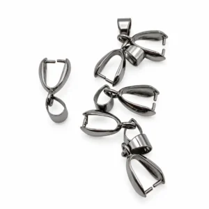 Gunmetal Pinch Bail Pendant Connector, Dark Metal Jewelry Making Supplies, Pendant Holder, Bail Finding for Necklace Charms, CL451