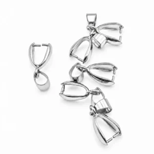 Silver Finish Pinch Bail Pendant Connector, Silver Jewelry Making Supplies, Pendant Holder, Bail Finding for Necklace Charms, CL451