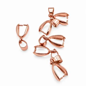 Rose Gold Pinch Bail Pendant Connector, Rose Gold Jewelry Making Supplies, Pendant Holder, Bail Finding for Necklace Charms, CL451