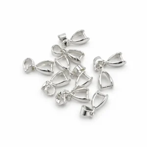Shiny Silver Pinch Bail Pendant Connector, Silver Jewelry Making Supplies, Pendant Holder, Bail Finding for Necklace Charms, CL451
