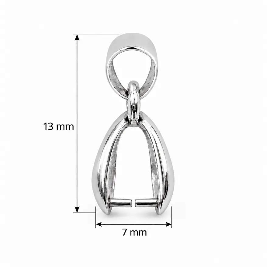 Shiny Silver Pinch Bail Pendant Connector, Silver Jewelry Making Supplies, Pendant Holder, Bail Finding for Necklace Charms, CL451 - Image 2