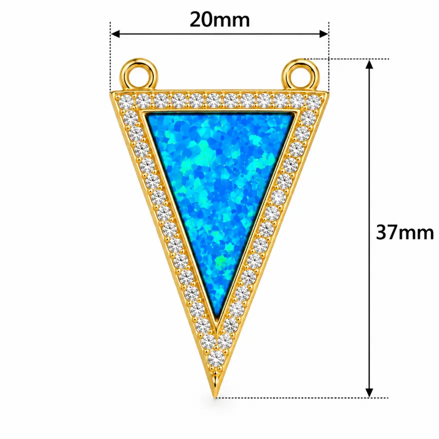 Gold Filled Blue Opal Triangle Connector, CZ Rhinestone Geometric Link Pendant, Turquoise Inlay Charm for Necklace Bracelet Making, CN171 - Image 7