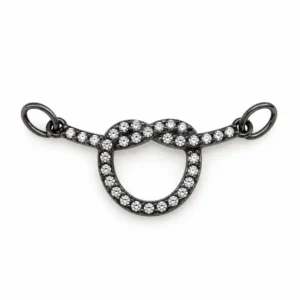 Black CZ Knot Connector, Pave Rhinestone Infinity Knot Link, Crystal Knot Jewelry Connector for Bracelet Necklace Making Supplies, CN530
