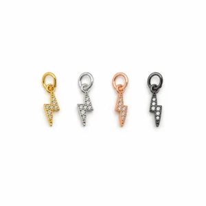Gold Filled Small Lightning Bolt Charm, Tiny CZ Thunderbolt Pendant, Pave Crystal Electric Bolt for Necklace Bracelet Jewelry Making, CP1197