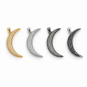Gold Filled Crescent Moon Charm, Pave CZ Moon Pendant, Celestial Charm, Moon Jewelry Making Supply, Bracelet Necklace Charm, CP128