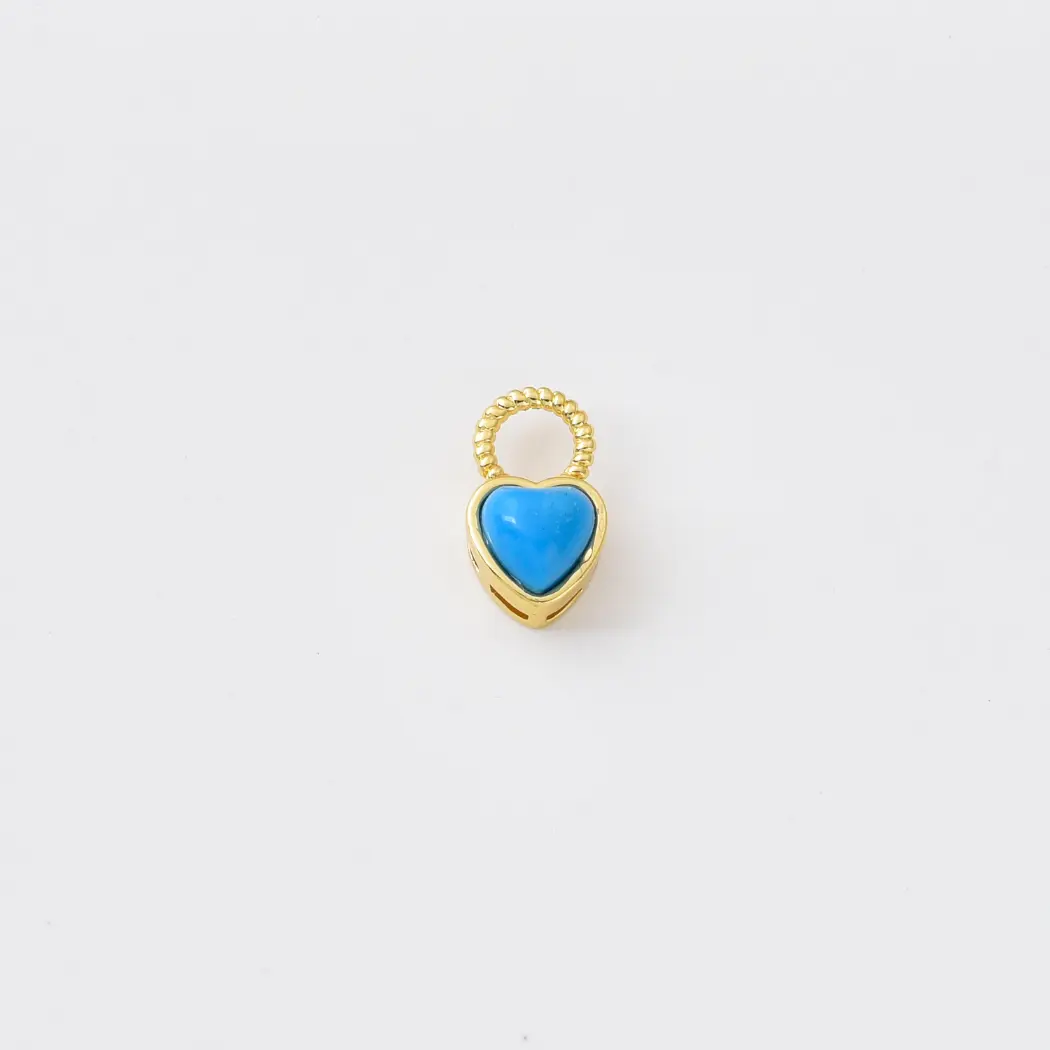 Gold Filled Blue Heart Charm, Blue Heart Pendant, Turquoise Heart Charm, Heart Jewelry Pendant for Bracelet Necklace, Jewelry Making, CP2536