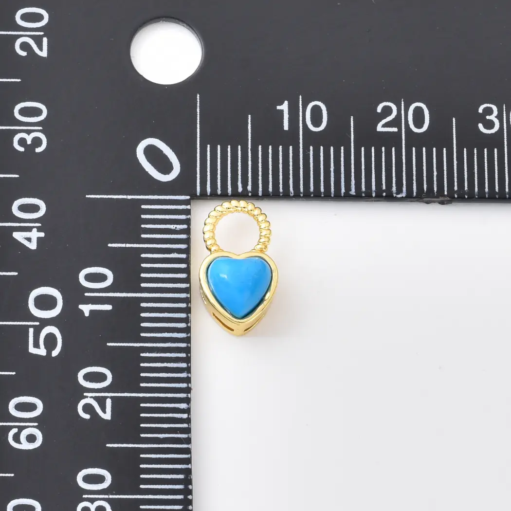 Gold Filled Blue Heart Charm, Blue Heart Pendant, Turquoise Heart Charm, Heart Jewelry Pendant for Bracelet Necklace, Jewelry Making, CP2536 - Image 3