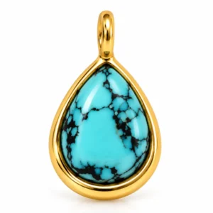 Gold Filled Turquoise Teardrop Charm, Blue Stone Pendant, Faux Turquoise Cabochon Drop for Necklace Bracelet Jewelry Making, CP2540