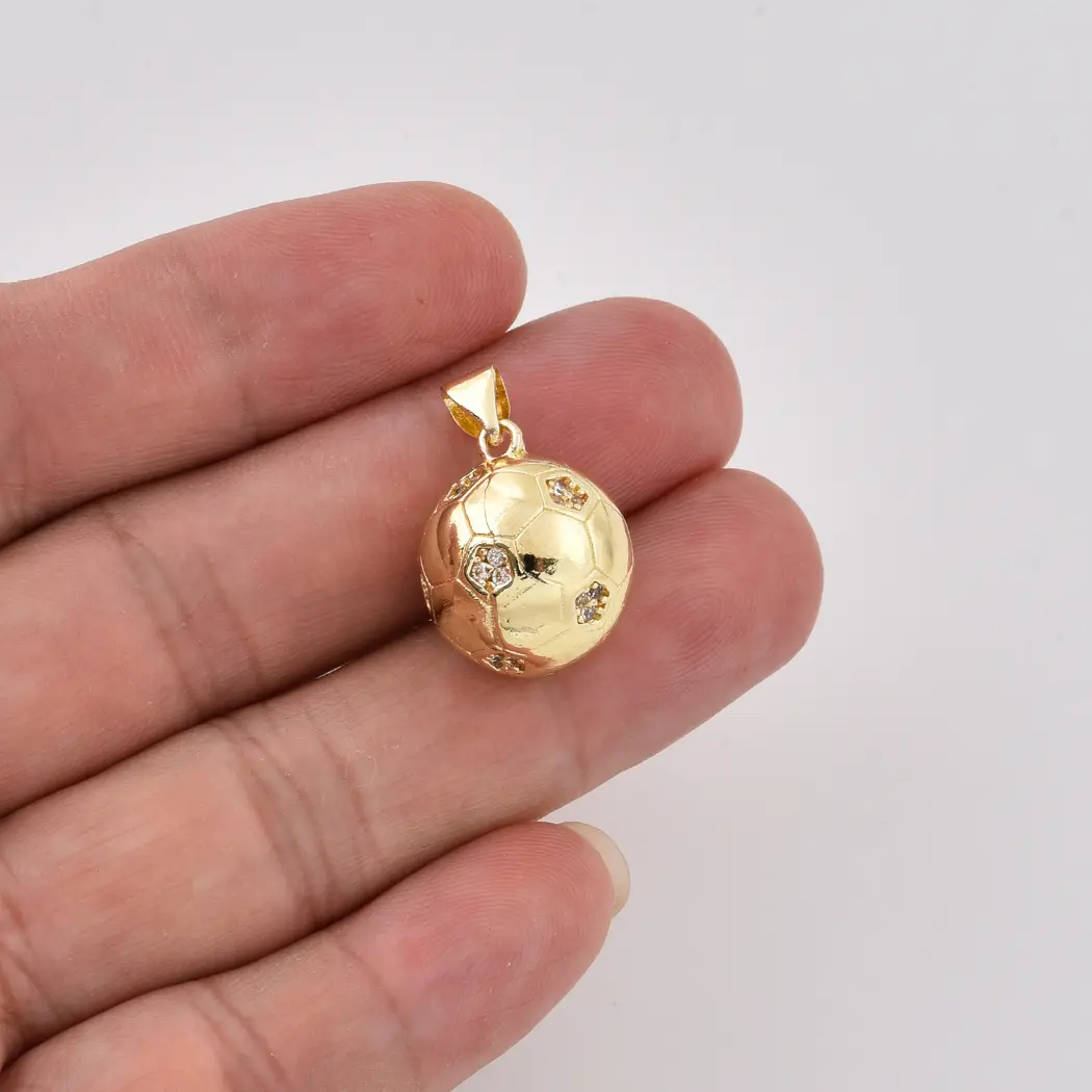 Gold Filled CZ Soccer Ball Charm, Rhinestone Football Pendant, Sports Jewelry Charm for Necklace Bracelet, Soccer Lover Gift, CP2543 - Image 2