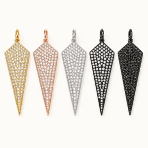 Gold Filled CZ Spike Charm, Pave CZ Triangle Pendant, Rhinestone Geometric Dagger Charm for Necklace Bracelet Jewelry Making Supply, CP333