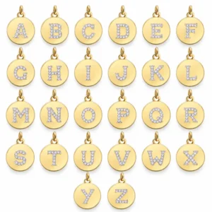 Gold Filled CZ Alphabet Letter Charm, Rhinestone Initial Pendant, Disc A to Z Charm for Necklace Bracelet, Jewelry Making Supply, CP403