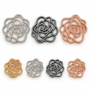 Gold Filled Rose Flower Bead, Pave CZ Floral Bead, Flower Jewelry Making Supply, Spacer Bead for Bracelet Necklace, Lot049