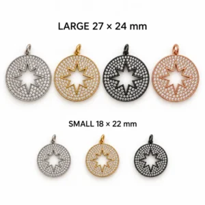 Gold Filled CZ Starburst Charm, Pave CZ Sun Pendant, Rhinestone Round Charm for Bracelet Necklace, Celestial Jewelry Making Supply, Lot051