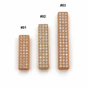 Gold Filled CZ Spacer Bead, Pave Rhinestone Rectangle Bar Bead, Long Crystal Link for Bracelet Necklace Jewelry Making, LOT056