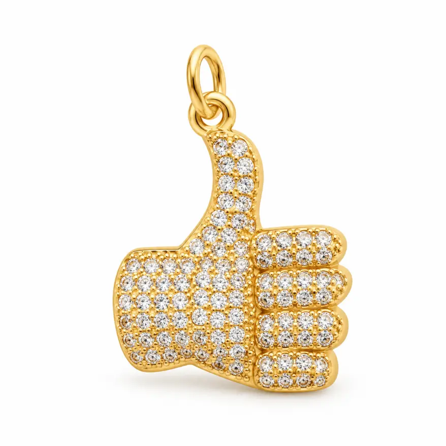 Gold Filled CZ Hand Sign Charms, Pave Rhinestone Thumbs Up, Okay, Peace and I Love You Gesture Pendants for Bracelet Necklace Making, LOT057 - Image 3
