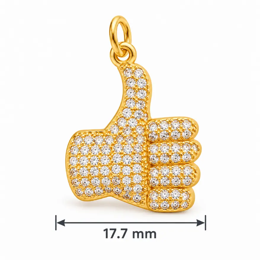 Gold Filled CZ Hand Sign Charms, Pave Rhinestone Thumbs Up, Okay, Peace and I Love You Gesture Pendants for Bracelet Necklace Making, LOT057 - Image 4