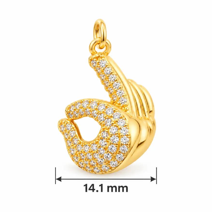 Gold Filled CZ Hand Sign Charms, Pave Rhinestone Thumbs Up, Okay, Peace and I Love You Gesture Pendants for Bracelet Necklace Making, LOT057 - Image 6