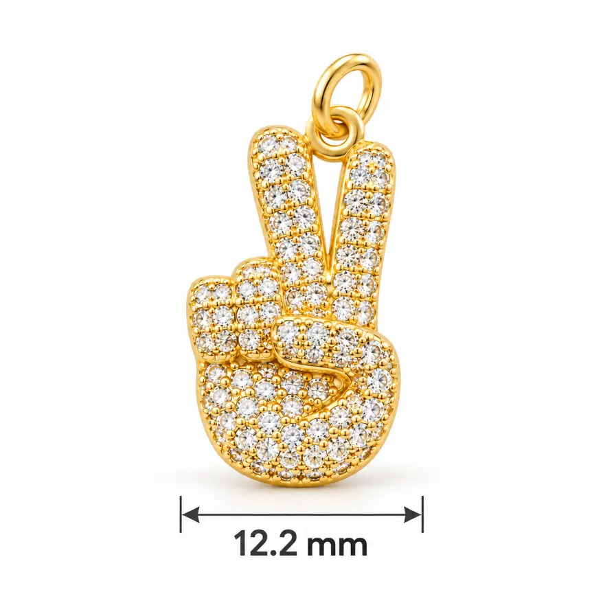 Gold Filled CZ Hand Sign Charms, Pave Rhinestone Thumbs Up, Okay, Peace and I Love You Gesture Pendants for Bracelet Necklace Making, LOT057 - Image 8