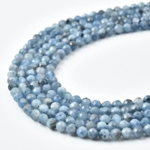 Santa Maria Aquamarine Beads Natural Dark Blue Round Faceted 4mm Gemstone Strand High Grade Jewelry PRP1232
