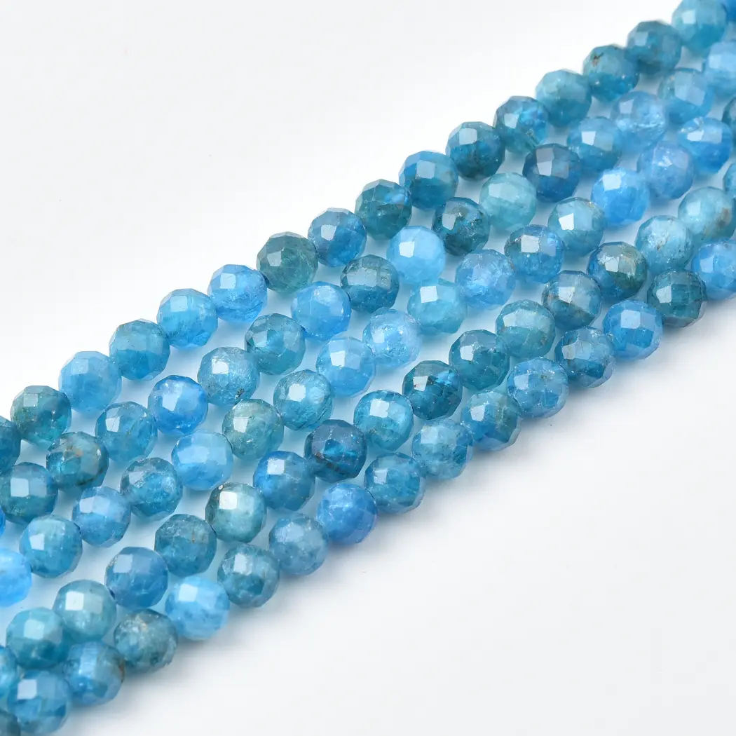 Apatite Beads Natural AAA Neon Blue Faceted Round 4mm Gemstone Strand for Jewelry Making DIY PRP1235 - Image 3