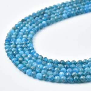 Apatite Beads Natural AAA Neon Blue Faceted Round 4mm Gemstone Strand for Jewelry Making DIY PRP1235