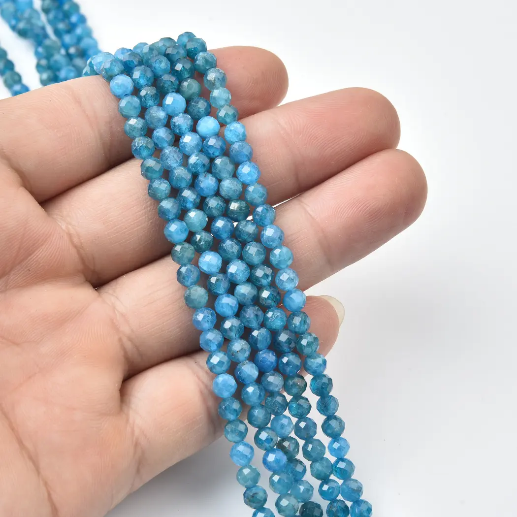 Apatite Beads Natural AAA Neon Blue Faceted Round 4mm Gemstone Strand for Jewelry Making DIY PRP1235 - Image 2