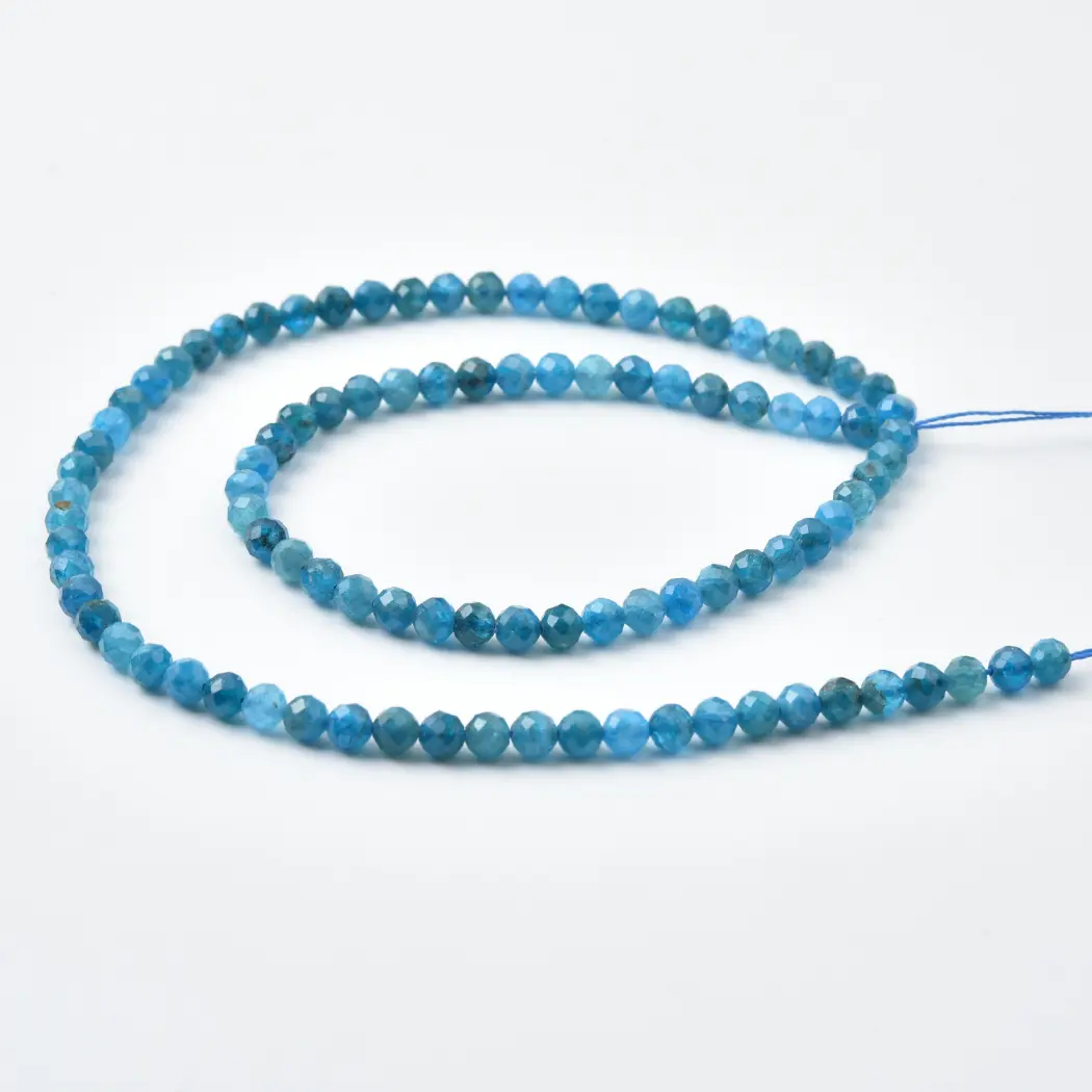 Apatite Beads Natural AAA Neon Blue Faceted Round 4mm Gemstone Strand for Jewelry Making DIY PRP1235 - Image 4