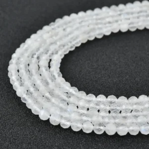Moonstone AA Faceted Round Beads 4mm Natural White Genuine Gemstone Full Strand Healing Crystal Jewelry Supply PRP1236