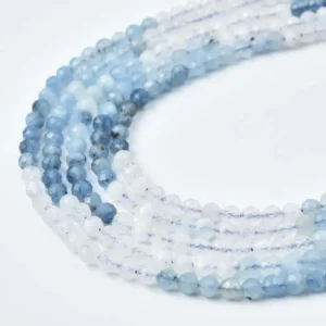 Aquamarine Faceted Round Beads 4mm Natural Light Blue Genuine Gemstone Full Strand for Jewelry Making Supplies PRP1240