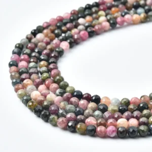 Black Tourmaline Faceted Round Beads 4mm Natural Genuine Gemstone Full Strand for Jewelry Making Supplies PRP1242