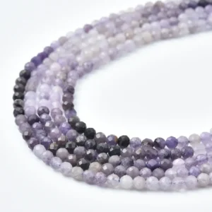 Purple Phantom Fluorite Faceted Round Beads 4mm Natural Genuine Gemstone Full Strand for Jewelry Making PRP1244