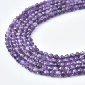Amethyst Faceted Round Beads 4mm Natural Light Purple Genuine Gemstone Full Strand for Jewelry Making PRP1245