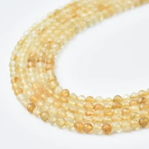Citrine Faceted Round Beads 4mm 3mm 2mm Natural Genuine Yellow Gemstone Full Strand for Jewelry Making Supplies SKU PRP1247