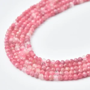 Peach Jade Faceted Round Beads 2mm Natural Genuine Gemstone Tiny Full Strand for Dainty Jewelry Making Supply PRP1248