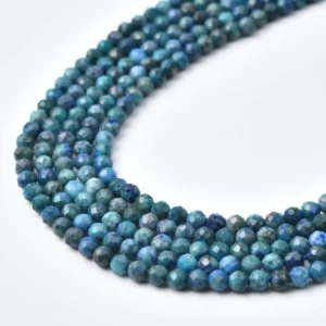 Azurite Faceted Round Beads 4mm 3mm Natural Genuine Blue Gemstone Full Strand for Jewelry Making supplies PRP1249
