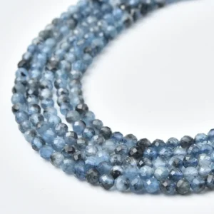 Phantom Aquamarine Faceted Round Beads 3mm Natural Moody Blue Gemstone Full Strand Jewelry Supply PRP1250