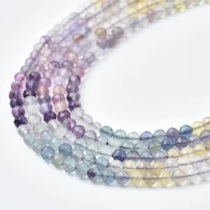 Rainbow Fluorite Faceted Round Beads 4mm Natural Genuine Gemstone Full Strand Jewelry Supply PRP1251