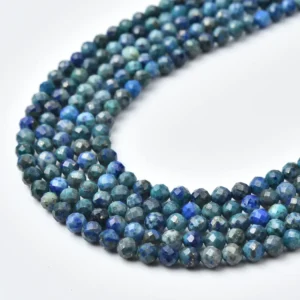 Azurite Malachite Faceted Round Beads 4mm 3mm Natural Blue Green Gemstone Full Strand Jewelry Supply PRP1253