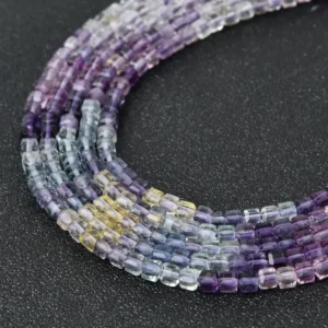 Rainbow Fluorite Cube Beads 3x3mm Natural Small Green Purple Gemstone Full Strand Jewelry Making Supply PRP1257