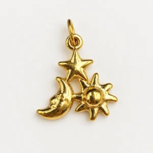 Stainless Steel Moon Star Sun Charm, Celestial Pendant, Astronomy Jewelry Finding, Night Sky Charm for DIY Necklace Making, SCP247