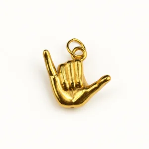 Stainless Steel Shaka Hand Charm, Hang Loose Hand Gesture Pendant, Surf Beach Jewelry Finding, DIY Necklace Bracelet Charm, SCP249