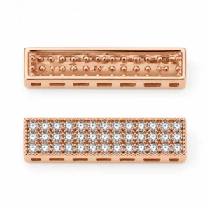 Rose Gold CZ Spacer Bar Bead, Pave Rhinestone Rectangle Link, Crystal Jewelry Connector for Bracelet Necklace Making, SP052