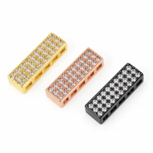 Gold Filled CZ Spacer Bar Bead, Pave Rhinestone Rectangle Link, Crystal Jewelry Connector for Bracelet Necklace Making, SP053